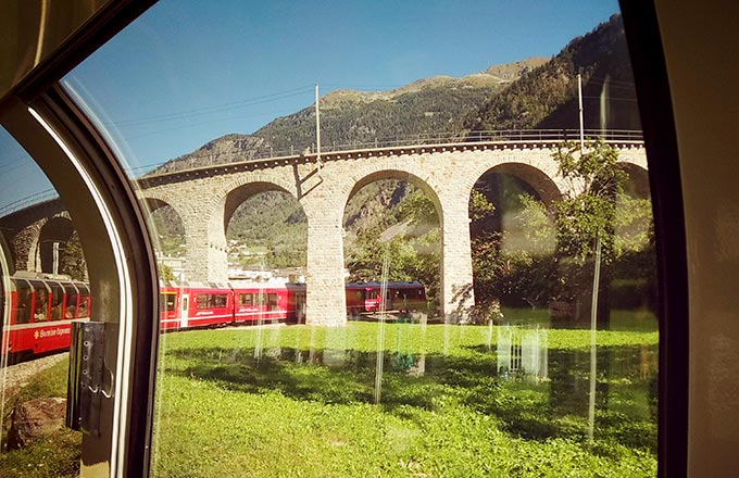 The famous Brusio Railway Viaduct